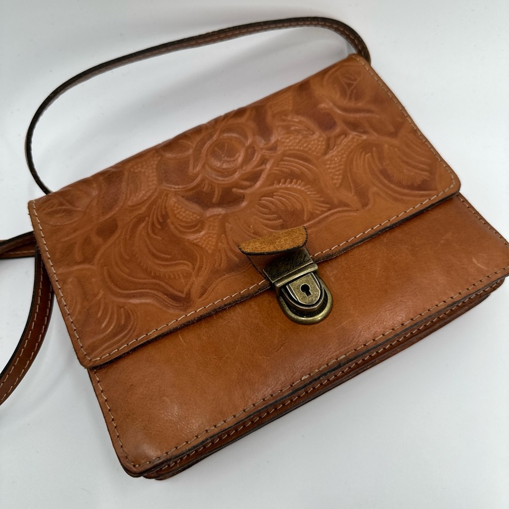 Patricia Nash Tooled Italian leather crossbody bag